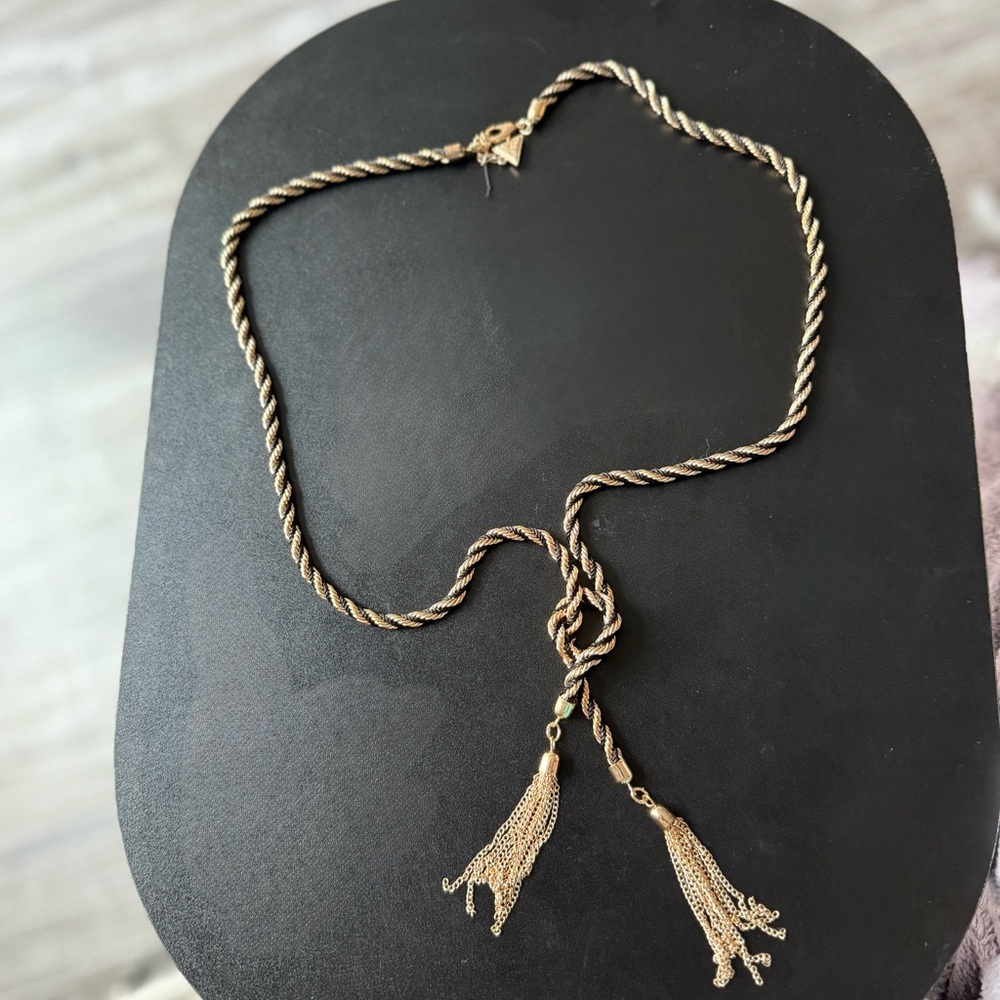 Guess Gold and Black Twisted Necklace - Picture 3 of 7